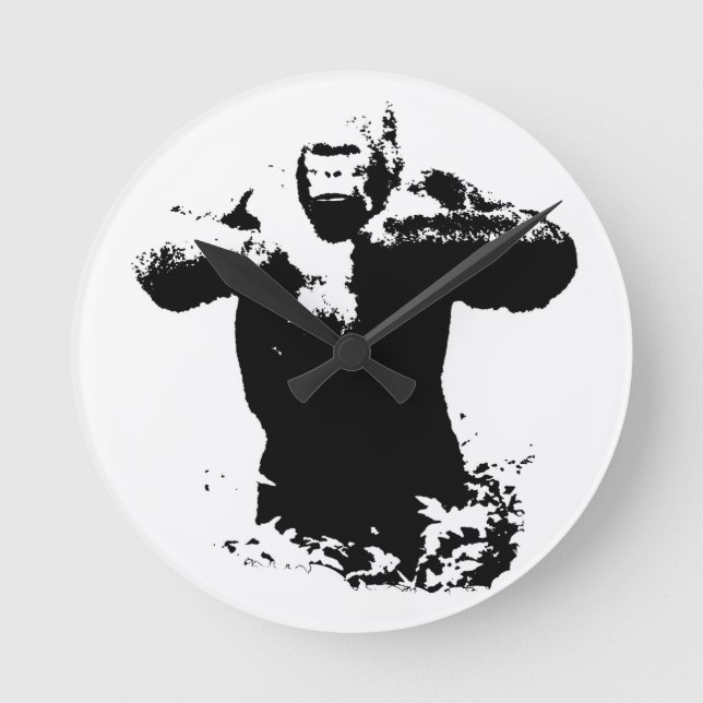 Horloge Ronde Pop Art Gorilla battre poitrine Acrylique Mur Horl (Recto)