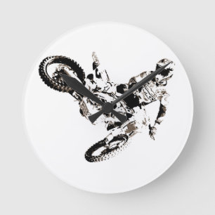 Horloge Ronde Pop Art Motocross Motorcyle Sport
