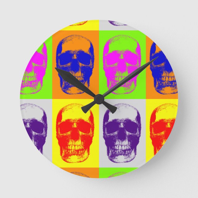 Horloge Ronde Pop Art Skull (Recto)