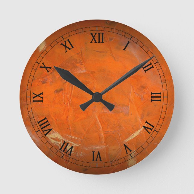 Horloge Ronde Portefeuille en terre cuite vernie Numéros romains (Recto)