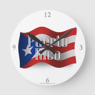 Horloge Ronde Porto Rico ondulant le drapeau