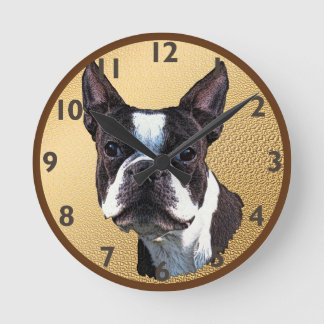 Horloge Ronde Portrait de Boston Terrier