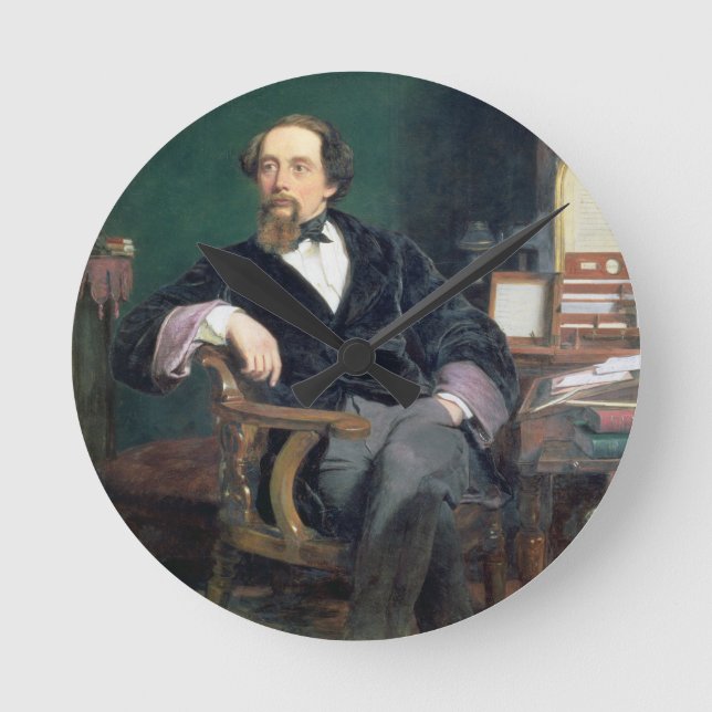 Horloge Ronde Portrait de Charles Dickens (huile sur la toile) (Recto)