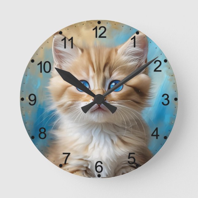 Horloge Ronde Portrait de chat adorable (Recto)