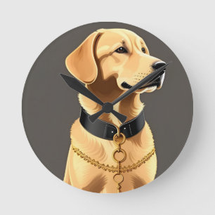 Horloge Ronde Portrait de Golden Retriever 