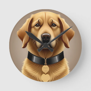 Horloge Ronde Portrait de Golden Retriever