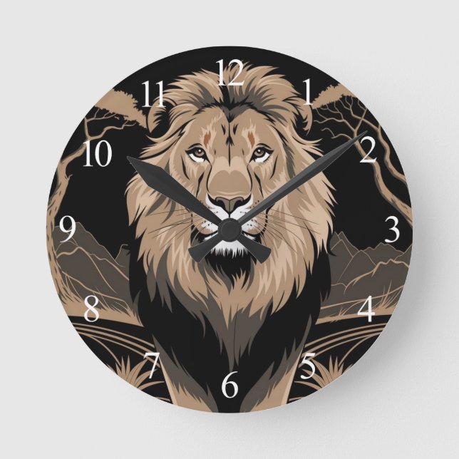 Horloge Ronde Portrait de lion vintage (Recto)