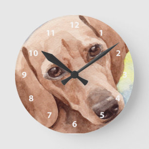 Horloge Ronde Portrait de Teckel à poil court