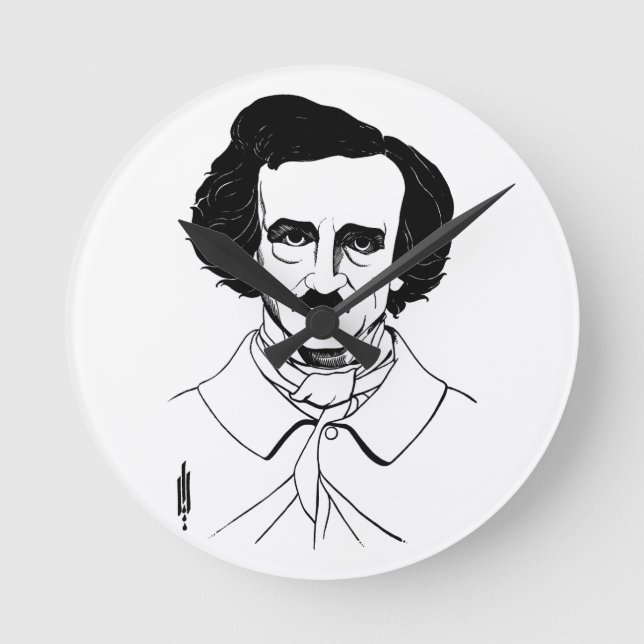 Horloge Ronde Portrait d'Edgar Allan Poe (Recto)