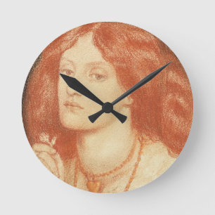 Horloge Ronde Portrait d'Elizabeth Siddal (1834-62), 1860 (rouge