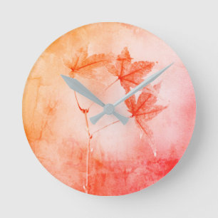 Horloge Ronde Portrait rustique japonais de feuillage d'érable
