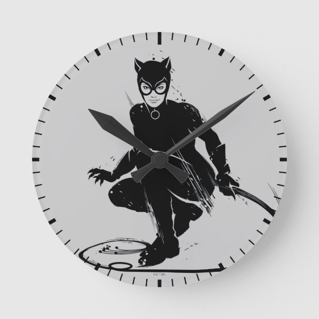 Horloge Ronde Pose à pinceau en encre Catwoman (Recto)