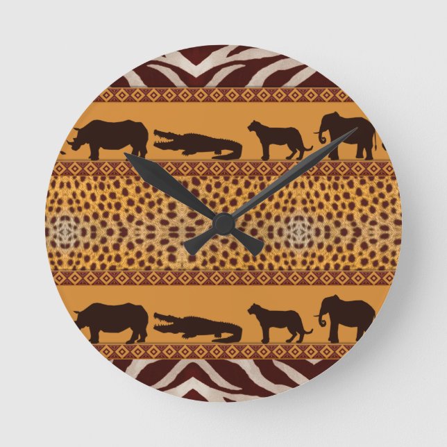 Horloge Ronde Poster de animal Motif Tribal Africain moderne (Recto)