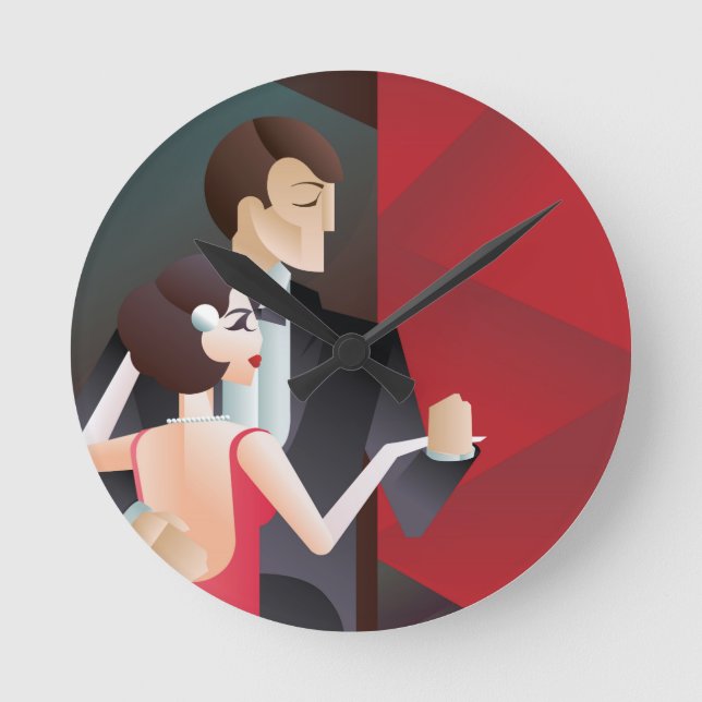Horloge Ronde Poster de style géométrique Art déco pour couple d (Recto)