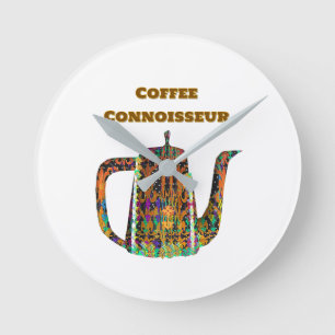 Horloge Ronde Pot à café floral pour connaisseur de café