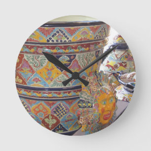 Horloge Ronde Poterie de style Talavera mexicain