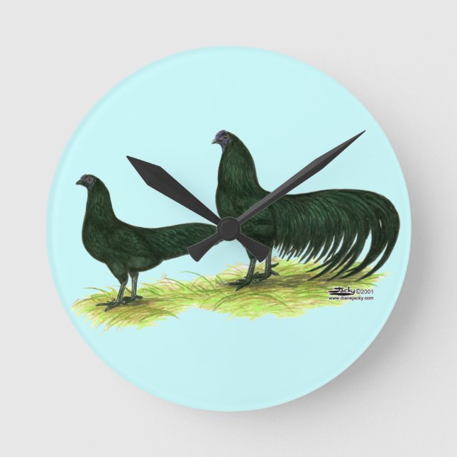 Horloge Ronde Poules noires de Sumatra (Recto)