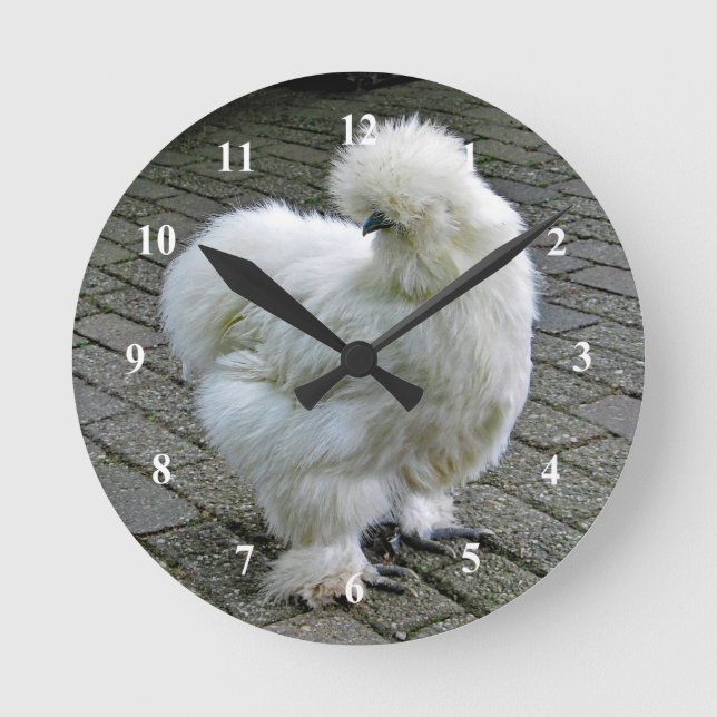 Horloge Ronde Poulet blanc Silkie Photo