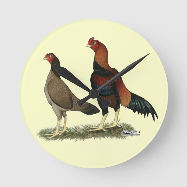 Horloge Ronde Poulets à roue d'Aseel (Recto)