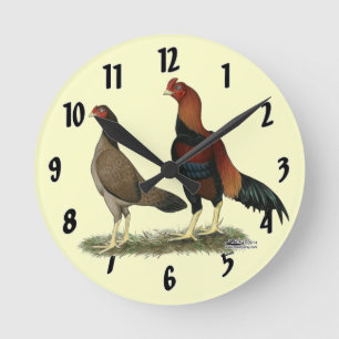 Horloge Ronde Poulets Aseel Wheaten