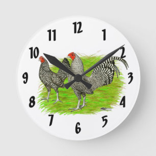 Horloge Ronde Poulets barrés de combat anglais ancien