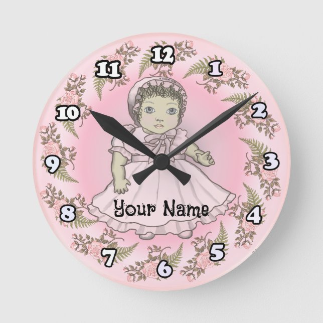 Horloge Ronde Poupée Fille Bébé  (Recto)