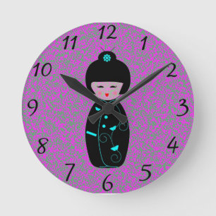 Horloge Ronde Poupées asiatiques