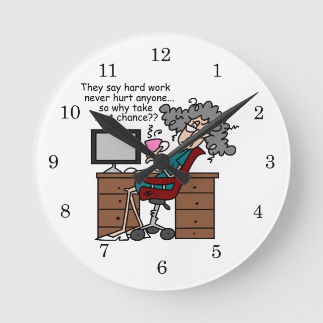 Horloge Ronde Pourquoi humour de dur labeur d'occasion (Recto)