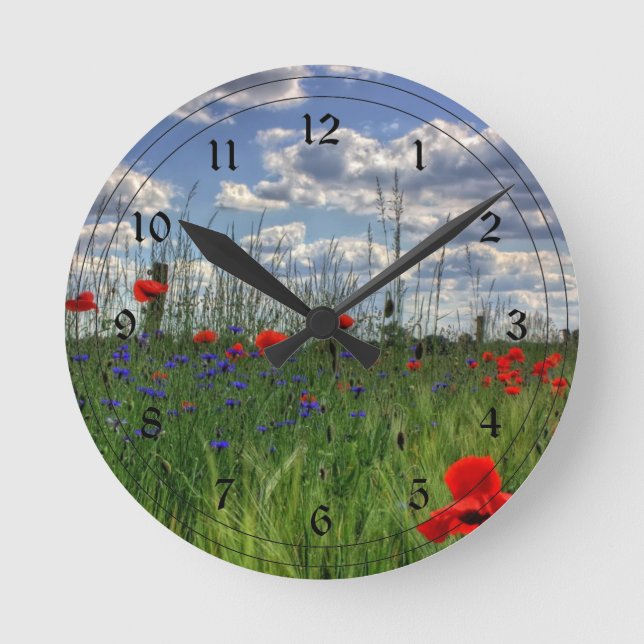 Horloge Ronde Pré avec Fleurs sauvages (Recto)