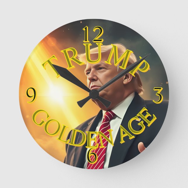 HORLOGE RONDE PRÉSIDENT DONALD TRUMP ÂGE D'OR (Recto)