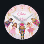Horloge Ronde Pretty Blush Pink Flower Nutcracker Ballerina<br><div class="desc">This adorable clock feh magical characters from one of the most loved Christmas tales of all time,  The Nutcracker. Use the text fields to personalize the necklace with your child's name Click the "customize further" button if you wish to re-arrange and format the style and placement of the text.</div>
