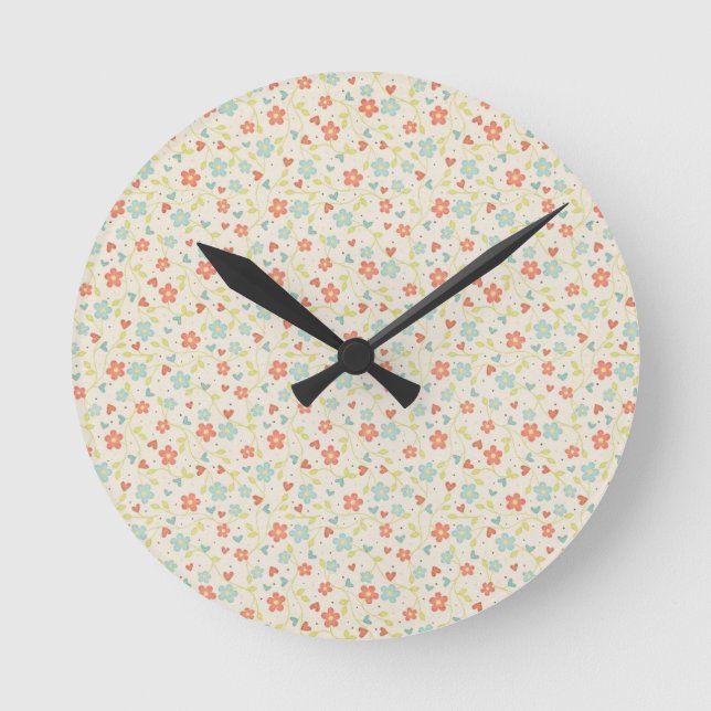 Horloge Ronde Pretty Light Pastel Spring Floral (Recto)