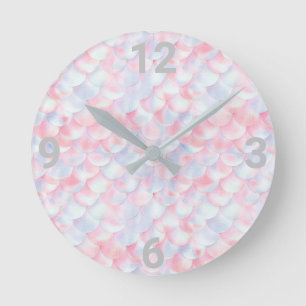 Horloge Ronde Pretty Pink Mermaid scale