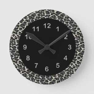 Horloge Ronde Prince animal du Mur Black Leopard