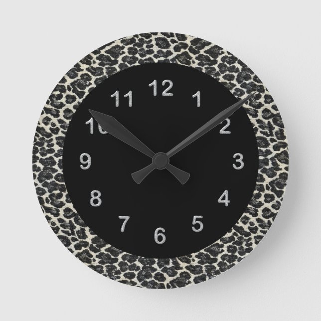 Horloge Ronde Prince animal du Mur Black Leopard (Recto)