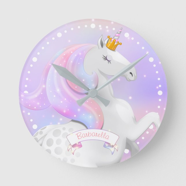 Horloge Ronde Princess Pastel Unicorn (Recto)