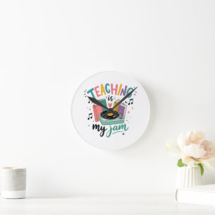 Horloge Ronde Prof Enseignement Rétro Est Mon Jam Disque Vinyle