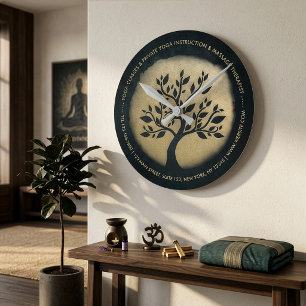 Horloge Ronde Professeur de méditation de studio de yoga Arbre n