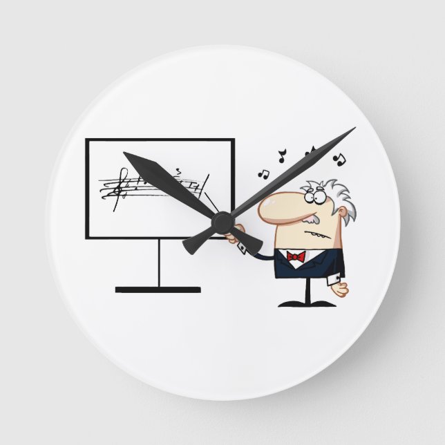 Horloge Ronde professeur de musique vieux homme graphique (Recto)