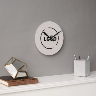 Horloge Ronde Professionnel Moderne Logo d'entreprise Beige