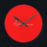 Horloge Ronde Professionnel rouge ajouter votre nom écriture man<br><div class="desc">Ce modèle peut être customisé pour répondre à toutes les occupations personnelles.</div>