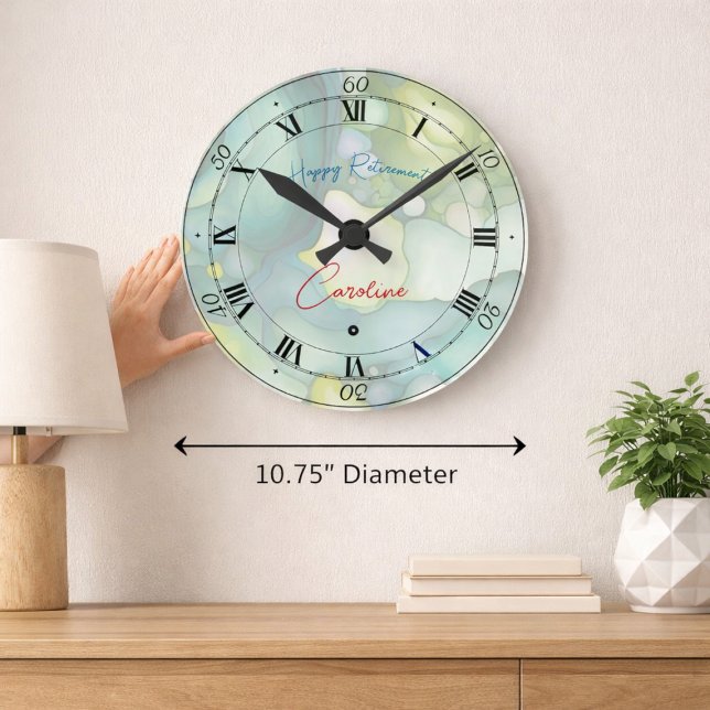 Horloge Ronde Profitez de votre retraite Pastel couleurs fluides (Créateur téléchargé)