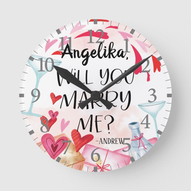 Horloge Ronde Proposition de marriage | You Marry Me ? Custom (Recto)