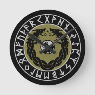 Horloge Ronde Protection de Rune Viking Dragon