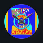 Horloge Ronde Psychedelic Groove : Pop Art Énergie Abstraite<br><div class="desc">Psychedelic Groove : Pop Art Énergie Abstraite Plongez dans une esthétique dynamique et haute énergie avec le Psychedelic Groove : Pop Art Design énergétique Abstrait, exclusivement au magasin en ligne Achempong Zazzle! Cette oeuvre captivante présente une composition dynamique et abstraite qui déborde de couleurs et de mouvements. Le design est...</div>