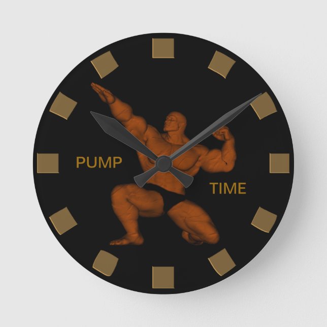 Horloge Ronde Pump Time Bodybuilder Wall Clock (Recto)