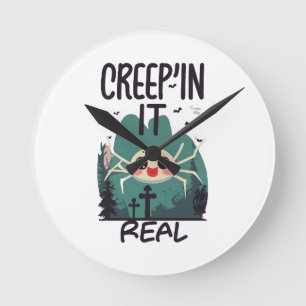 Horloge Ronde Pun de l'araignée de Halloween Kawaii