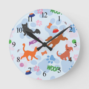 Horloge Ronde Puppies et Kittens