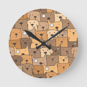 Horloge Ronde Puppy Dog Doodle Illustration Art