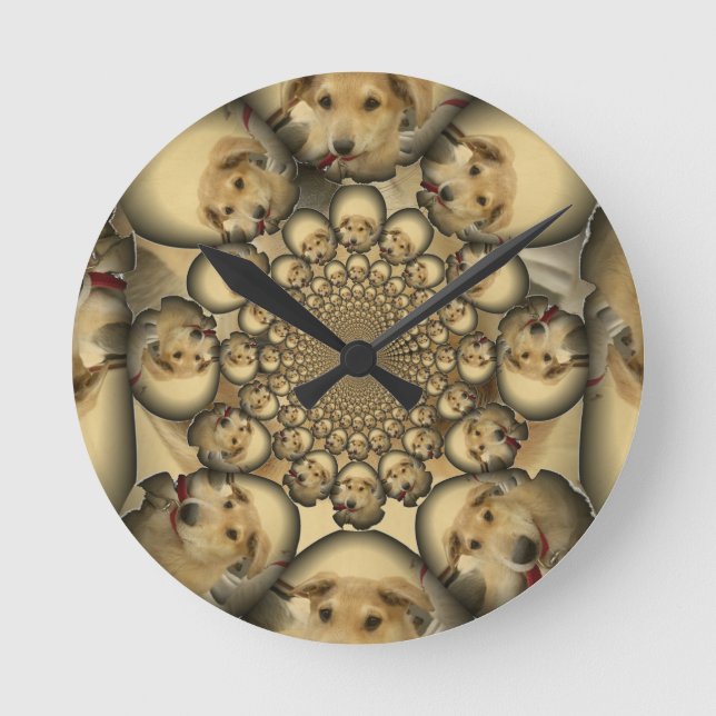 Horloge Ronde Puppy Kaleidoscope Art Print (Recto)